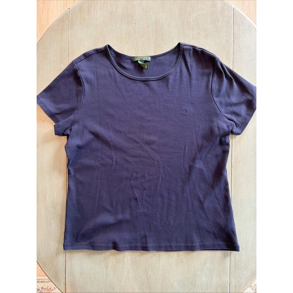 Lauren Ralph Lauren Navy Crew Neck Short Sleeve T-Shirt Size XL
